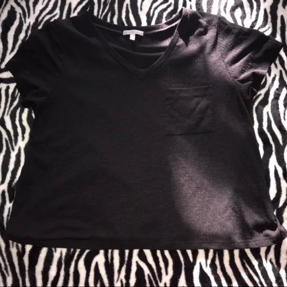 Charlotte Russe Short Sleeve Black Ribbed Tee